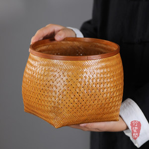 <b>Bamboo</b> Woven Storage Basket Polygon Shape Lacquered Guizhou Handmade For Living Room Neatening - Product Image 2