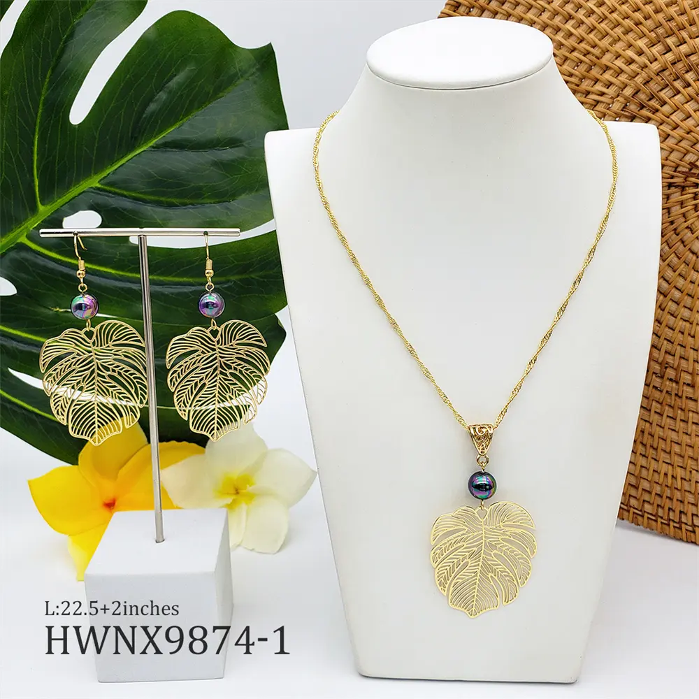 Hawaii Perlenkette Schmuck Frauen Hawaii Perlenkette Schmuck Frauen Sets Monster Leaf Damen Halskette Schmuck