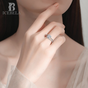 Venta al por mayor 925 anillo de bodas de plata esterlina pareja joyería nupcial fina ahueca hacia fuera 0.6ct 0.8ct Moissanite Zircon anillos para niñas - Product Image 6