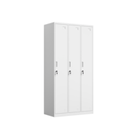 Armoire métallique à 3 portes avec serrure à clé, trous de ventilation, casier de rangement pour vêtements du personnel pour école, gymnase, bureau