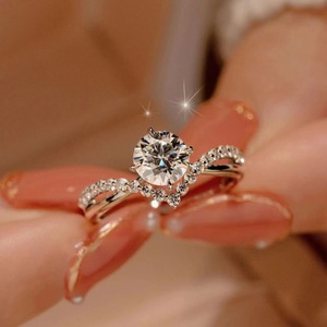 Bague de Couple Femme Homme en Diamant Pas Cher en Gros, Ensemble de Bijoux Deux Pièces pour Amoureux, Anneau de Mariage et de Fiançailles en Zircon - Product Image 2