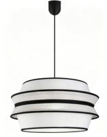 Luminaire suspendu à plusieurs niveaux noir et blanc, abat-jour en tissu moderne pour salon, salle à manger, chambre à coucher, hôtel