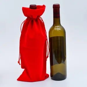 Gift Velvet Suede Flap Pouch Velvet Drawstring Pouch Bag For Wine