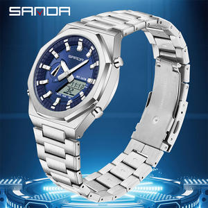 Reloj Deportivo SANDA 3376 para Hombre, Multifunción, Doble Pantalla, Resistente al Agua, de Acero Inoxidable, Digital, de Cuarzo, con Retroiluminación - Product Image 2