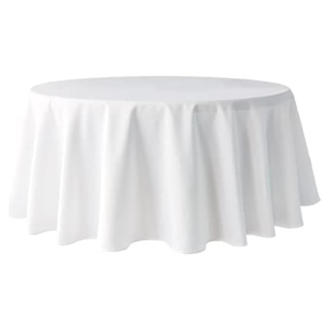 Nappe ronde blanche en polyester de 120 pouces, faite à la main, avec logo personnalisé, pour les événements, les mariages et les fêtes - Product Image 1