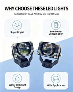 Projecteur LED Hi/Lo 55W 42W avec ventilateur de refroidissement, mini feux auxiliaires à grille, lentille moto, 12V 24V, étanche, mini phare de conduite - Product Image 6