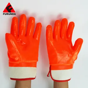 Full Pvc Dipped Excelente Grip Grain Finish Luvas De Mão Luva Pvc Lisa Vermelha Luva Pvc Lisa