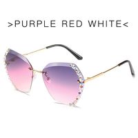 Nouvelles lunettes de soleil tendance à la vente, design polygonal surdimensionné, vintage, UV400, monture en diamant, lunettes de soleil en métal pour filles