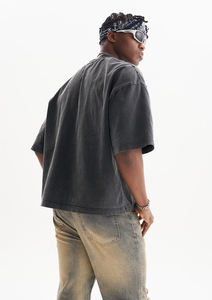 เสื้อยืดทรงบ็อกซี่ฟิต รุ่น KF095 ผ้าคอตตอน 100% ซักแล้ว ทำสีซีดแบบดิสเทรส ตัดเย็บแบบคัสตอม ไม่มีลายพิมพ์ ป้องกันขนร่วง เป็นมิตรต่อสิ่งแวดล้อม - Product Image 4