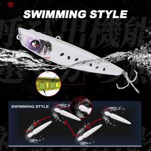 เหยื่อปลอมแบบดินสอขนาด 90 มม. น้ำหนัก 11.6 กรัม สำหรับตกปลาผิวน้ำ แบบลอยน้ำ แอคชั่น WTD เหมาะสำหรับปลาทะเล ปลาไพค์ ปลาบาส - Product Image 3