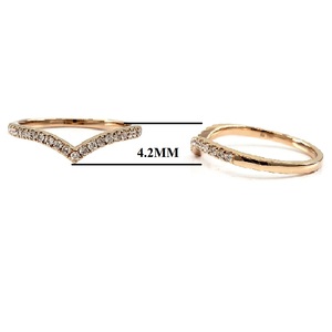 Bijoux fins en or Rose et diamant naturel, anneaux de fiançailles, élégants, classiques, à empiler, en forme de V, 18k - Product Image 2