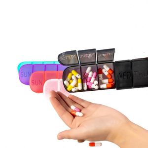 Estuche portátil creativo para pastillas semanal de 7 días, con 7 compartimentos independientes de una sola fila, diseño de tira larga, técnica de inyección PP - Product Image 2