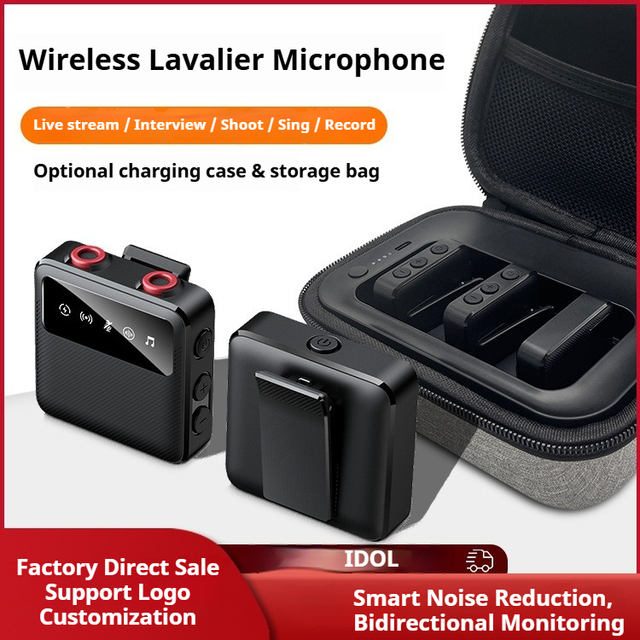 Dual Wireless Lavalier Microphone System 1 Receiver 2 Transmitters Clip on Mic for Recording Streaming Interview with Monitoring
