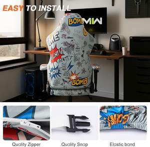 Funda elástica para asiento de silla de juegos reclinable para ordenador con funda para reposabrazos, excelente tela, patrón personalizable - Product Image 4