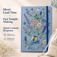 Nouveau design, broderie, format A5, couverture rigide, agenda étudiant, papeterie de bureau, carnet de notes à motifs floraux