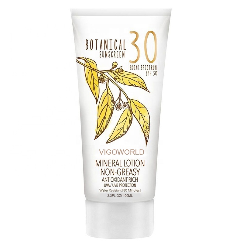 Собственная Марка SPF 30 + увлажняющий водонепроницаемый натуральный органический солнцезащитный крем для лица oem