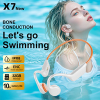 Casque intra-auriculaire X7s IPX8 étanche à conduction osseuse V5.4 avec LED, suppression du bruit ENC, pour la natation et le surf, lecteur MP3 sous-marin 32 Go