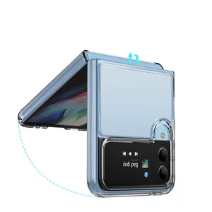 Capa transparente para celular Samsung Z Flip 4 Z, bolsa Opp 3 Injection, alça de silicone para celular, transparente, novidade transparente