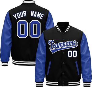 Custom Logo High Quality Embroidery Chenille Patch Varsity <b>Jacket</b> <b>Men</b> Contrast Leather Sleeve Fleece <b>Baseball</b> Letterman <b>Jacket</b> - Product Image 1