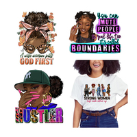 Desain Transfer Panas DTF Wanita Afro Hitam Grosir Siap Tekan untuk Kaos, Sweatshirt, Dekorasi Pakaian DIY