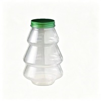 Bouteille en plastique PET en forme de sapin de Noël, jetable, pour jus, thé au lait, biscuits, bonbons, collations, pot de rangement, conteneur décoratif pour fête