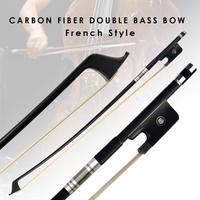 Archets pour contrebasse NAOMI de style français, 4/4-1/8, en fibre de carbone, avec cheveux de cheval de Mongolie blancs, grenouille en ébène, son chaud et puissant