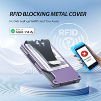 Cartera con Bloqueo RFID, Tarjetero con Clip para Billetes, Organizador de Viaje, Rastreador Integrado, Cartera Delgada con AirTag para Mujer