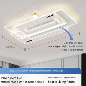 Ventilador de <span class=keywords><strong>Techo</strong></span> Moderno sin Aspas <span class=keywords><strong>con</strong></span> <span class=keywords><strong>Luz</strong></span> LED, Control Remoto, para Decoración de Dormitorio y Sala de Estar, Material del Cuerpo de Hierro, Uso en Interiores - Product Image 3