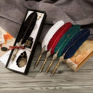 Luxury Quill <b>Pen</b> Set Stainless Steel Nib with Ink for Corporate Gifts or Business Luxury Fountain <b>Pen</b> with <b>Pen</b> Holder - Product Image 1
