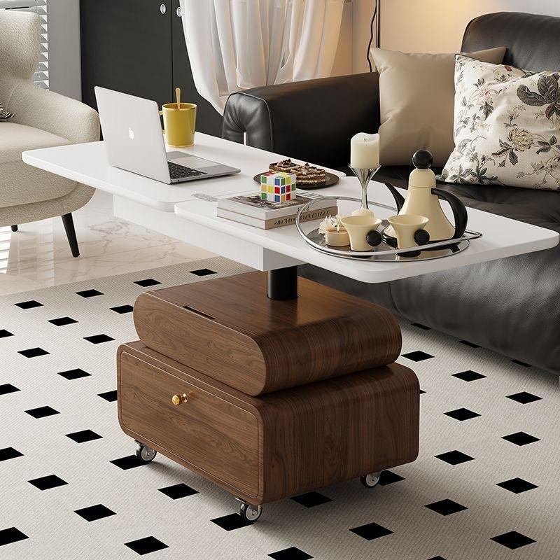 Modern Living Room Furniture: Small Coffee Table, Cream-Colored Storage ...