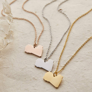 Trang Sức Tùy Chỉnh Thép Không Gỉ PVD 18K Mạ Vàng Bản Đồ Mặt Dây Chuyền Vòng Cổ Cho Phụ Nữ Khắc Quốc Gia Vòng Cổ - Product Image 6