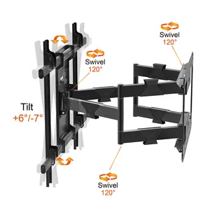 Charmount Max VESA 800 * 600毫米旋转电视壁挂双臂全运动电视支架三星75英寸