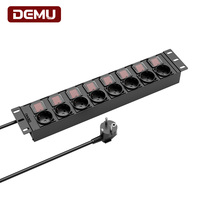 Unité de distribution d'alimentation (PDU) 2U 19 pouces, multiprise de rack, 8 prises individuelles avec interrupteurs, norme allemande Schuko8, CE RoHS
