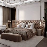 Meubles de chambre à coucher modernes de haute qualité, lit double de luxe léger, design en cuir véritable, lit double king size