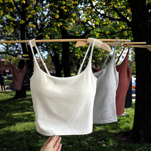 Women's Sweet Vintage Short Padded Backless Camisole Bra O-Neck Viscose Dobby Fabric Fixed Cups Spring/Summer Outerwear - Product Image 3