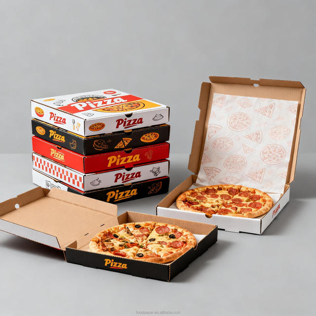 Factory Supplier Custom Printed Corrugated Pizza Boxes 12 14 16 18 Inch Logo Design Recyclable Biodegradable Heavy-Duty Cheap