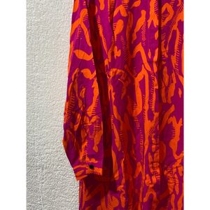 Camisa con estampado de cebra en rosa y naranja Vetre, blusa para mujer, talla 48-56 - Product Image 3