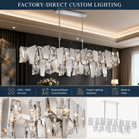 Lustre linéaire en cristal à 2 niveaux personnalisé, luminaire suspendu moderne de luxe pour salle à manger, hôtel, restaurant, îlot de cuisine