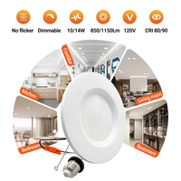 Plafonnier LED moderne WOOJONG en fer, 4, 5 et 6 pouces, pour salon, 5CCT RA90 12W 15W, certifié ETL