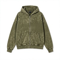 Valley Hoodie Zip up Hooded Jacket Fashion Streetwear Oversized Fit Heavyweight Fleece Solid Color Plain