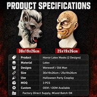 Ensemble de masques en latex d'Halloween More Charm Top, masque de loup-garou effrayant, visage de vieil homme, costume d'horreur réaliste, cosplay pour adultes, EN71 REACH