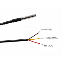 DS18B20 Sensor Suhu Digital Tahan Air Probe Baja Tahan Karat 1M/2M/3M/5M Probe Sensor Suhu + Kabel