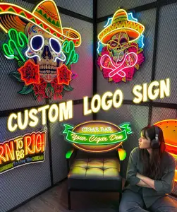 Drop Shipping Custom LED Neon Logo Sign Business LED Neon Sign Company Logo Light Sign for Cafe Shop Restaurant Beauty Store