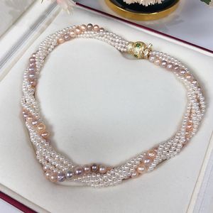 بيع بالجملة 4-6 قلادة متعددة الطبقات من المياه العذبة باللون الأبيض الوردي قلادة فاخرة خفيفة بتصميم شخصية قلادة عنق سلسلة الترقوة - Product Image 4