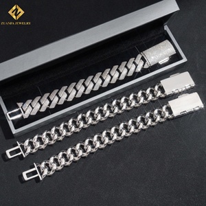 925 <b>Silver</b> Moissanite Cuban Link <b>Bracelet</b> Rhodium Plated GRA Certified 20mm Hip Hop Men's Luxury Chain <b>Bracelet</b> - Product Image 4