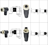 Connecteurs M12 à code A/B/D, droits/angulaires, mâles/femelles, à vis PG7 PG9, assemblés, étanches IP67, 4, 5 ou 8 broches, pour PCB, 16A 60V
