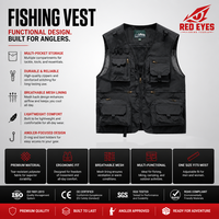Échantillon Gratuit Gilet de Pêche Homme Yeux Rouges Séchage Rapide pour Activités Extérieures Chasse Voyage Réversible avec Multiples Poches Polyester/Nylon