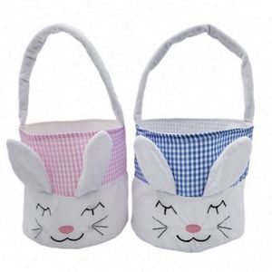 2026 <b>Basket</b> Plush <b>Baskets</b> With Bunny Ear Cute Rabbit Plaid Large <b>Easter</b> Bucket - Product Image 5