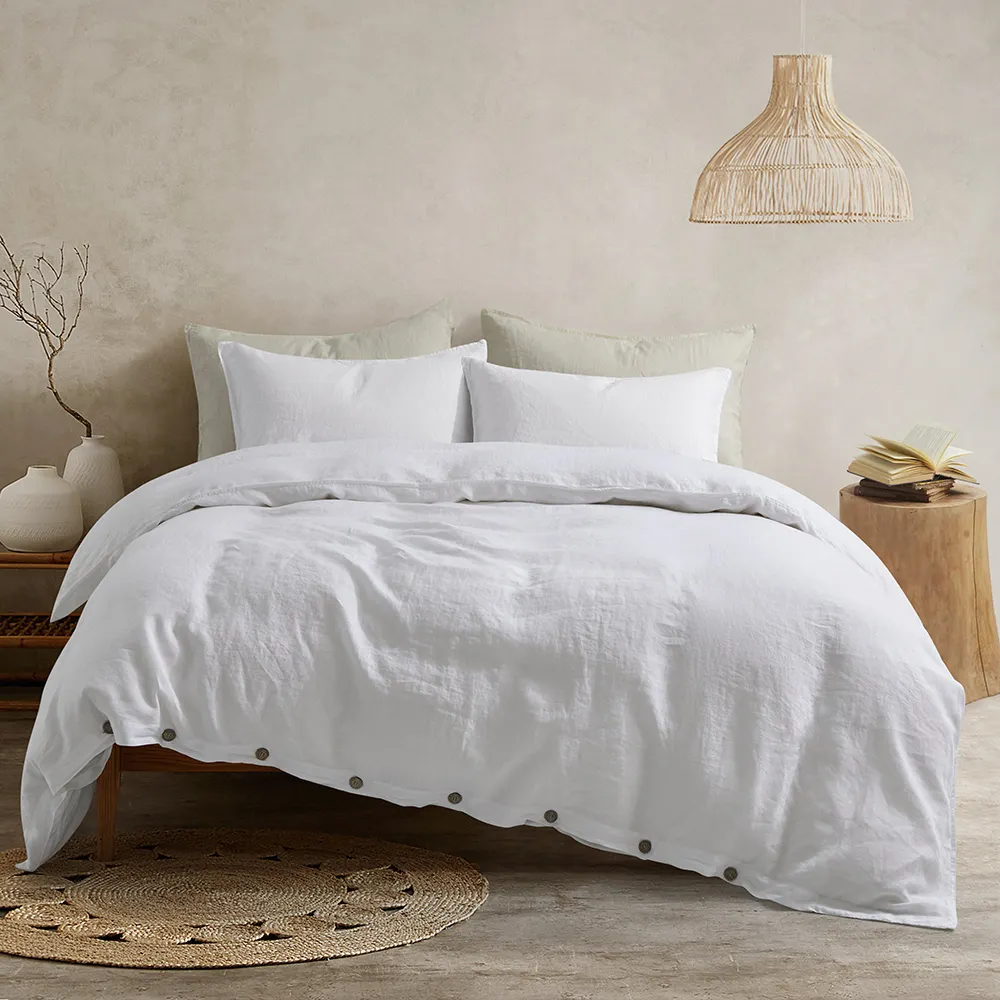100% Pure Linen Duvet Cover bed sheet French Luxury Flax pillowcase bed sheet with button pillow case cotton Linen bedding set