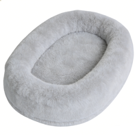 Lit pour chien YangyangPet en mousse à mémoire de forme, beige clair, ovale, luxueux, apaisant, orthopédique